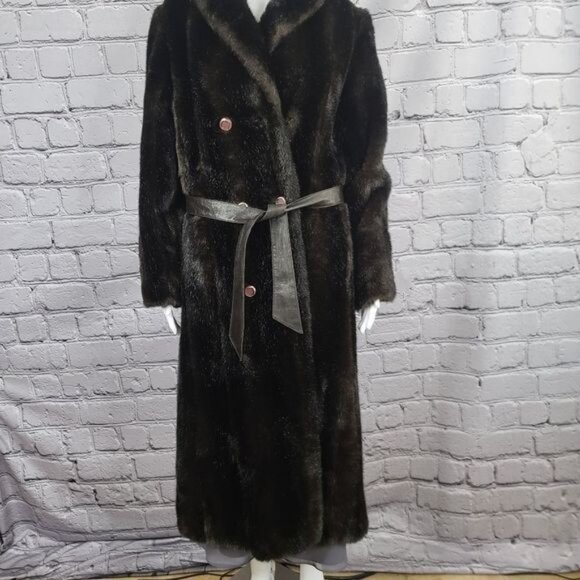 Vintage Dubrowsky and Brown Faux Fur Coat, Large - Picture 2 of 10